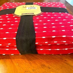 Red and White Polka Dot Twin Blanket (NWT)
